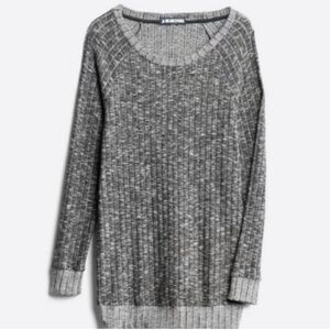 Gray Ribbed Maternity Knit Tunic Sweater, Size Medium